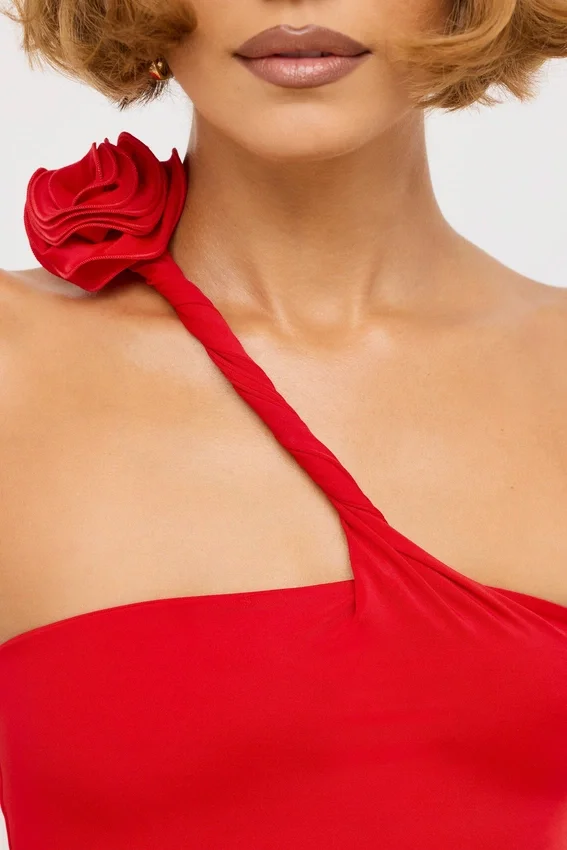 Kalina Jersey Asymmetric Cut Out Maxi Dress in Scarlet Red Kalina Jersey Asymmetric Cut Out Maxi Dress in Scarlet Red