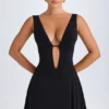Kalista Plunge Cut-Out Mini Dress in Black Kalista Plunge Cut-Out Mini Dress in Black