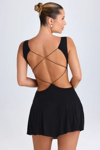 Kalista Plunge Cut-Out Mini Dress in Black