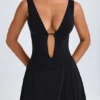 Kalista Plunge Cut-Out Mini Dress in Black Kalista Plunge Cut-Out Mini Dress in Black