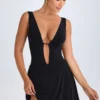 Kalista Plunge Cut-Out Mini Dress in Black Kalista Plunge Cut-Out Mini Dress in Black