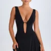 Kalista Plunge Cut-Out Mini Dress in Black Kalista Plunge Cut-Out Mini Dress in Black