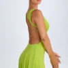 Kalista Plunge Cut-Out Mini Dress in Lime Green Kalista Plunge Cut-Out Mini Dress in Lime Green