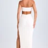 Kalyani Cut-Out Ruched Halterneck Maxi Dress in White