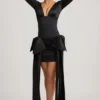 Karelyn Bow-Detail Ruched Mini Dress in Black