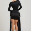 Karelyn Bow-Detail Ruched Mini Dress in Black