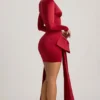 Karelyn Bow-Detail Ruched Mini Dress in True Red