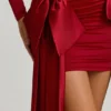 Karelyn Bow-Detail Ruched Mini Dress in True Red