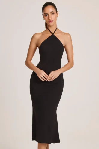 Karissa Modal Halterneck Midaxi Dress in Black