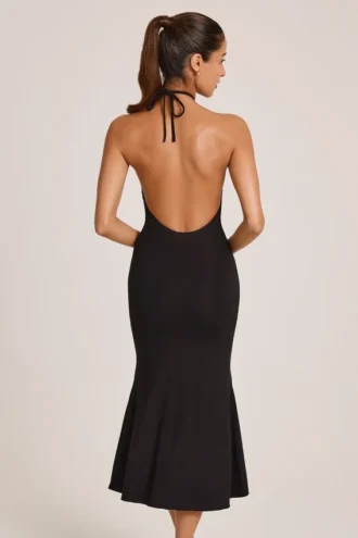 Karissa Modal Halterneck Midaxi Dress in Black