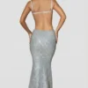 Katalia Embellished Cut-Out Gown in Silver