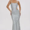 Katalia Embellished Cut-Out Gown in Silver