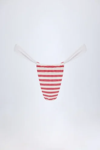 Kauai Ruched Cheeky Bikini Bottoms in Cherry Red