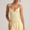 Kelbie Modal Ruched A-Line Mini Dress in Buttercream Yellow