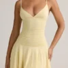 Kelbie Modal Ruched A-Line Mini Dress in Buttercream Yellow