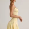 Kelbie Modal Ruched A-Line Mini Dress in Buttercream Yellow