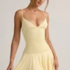 Kelbie Modal Ruched A-Line Mini Dress in Buttercream Yellow