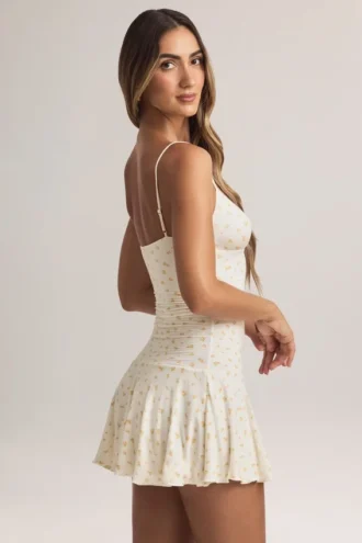 Kelbie Modal Ruched A-Line Mini Dress in Floral Print
