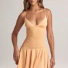 Kelbie Modal Ruched A-Line Mini Dress in Peach