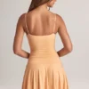 Kelbie Modal Ruched A-Line Mini Dress in Peach