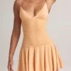 Kelbie Modal Ruched A-Line Mini Dress in Peach