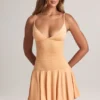 Kelbie Modal Ruched A-Line Mini Dress in Peach