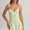 Kelbie Modal Ruched A-Line Mini Dress in Sage Green