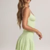 Kelbie Modal Ruched A-Line Mini Dress in Sage Green