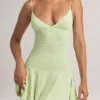 Kelbie Modal Ruched A-Line Mini Dress in Sage Green
