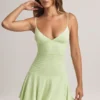 Kelbie Modal Ruched A-Line Mini Dress in Sage Green