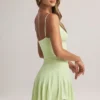 Kelbie Modal Ruched A-Line Mini Dress in Sage Green