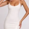 Kendall Vinyl Tie Back Scoop Neck Mini Dress in White