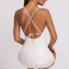 Kendall Vinyl Tie Back Scoop Neck Mini Dress in White