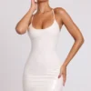 Kendall Vinyl Tie Back Scoop Neck Mini Dress in White