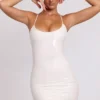 Kendall Vinyl Tie Back Scoop Neck Mini Dress in White