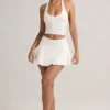 Keoni Modal Low-Rise Ruched Mini Skort in White