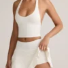Keoni Modal Low-Rise Ruched Mini Skort in White