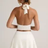 Keoni Modal Low-Rise Ruched Mini Skort in White