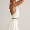 Keoni Modal Low-Rise Ruched Mini Skort in White