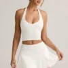 Keoni Modal Low-Rise Ruched Mini Skort in White