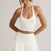 Keoni Modal Low-Rise Ruched Mini Skort in White