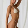 Keshi Pearl-Detail Triangle Bikini Top in Pearl White