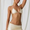 Keshi Pearl-Detail Triangle Bikini Top in Pearl White