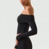 Kesia Modal Off-Shoulder Long-Sleeve Top in Black Kesia Modal Off-Shoulder Long-Sleeve Top in Black