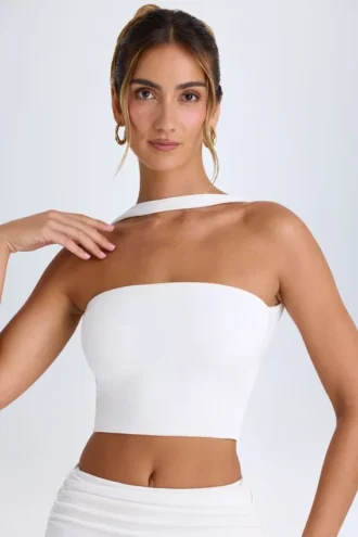 Khai Choker-Detail Bandeau Top in White