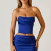Kimi Draped Mid-Rise Mini Skirt in Cobalt Blue