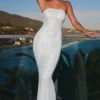 Kinsley Embellished Cut-Out Bandeau Maxi Dress in White