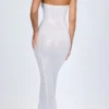 Kinsley Embellished Cut-Out Bandeau Maxi Dress in White