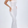 Kinsley Embellished Cut-Out Bandeau Maxi Dress in White