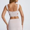 Kira Hardware Detail Cut-Out Crop Top in Sky Grey